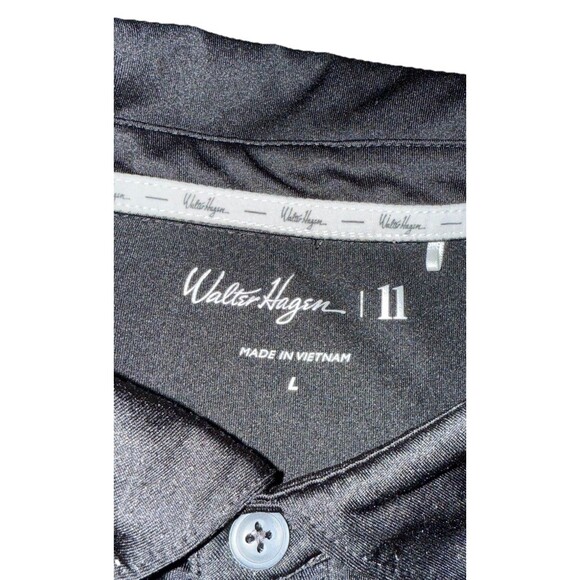 Walter Hagen 11 Majors Performance Polo Golf Shirt Mens Large Black Gray Stretch - Picture 2 of 6